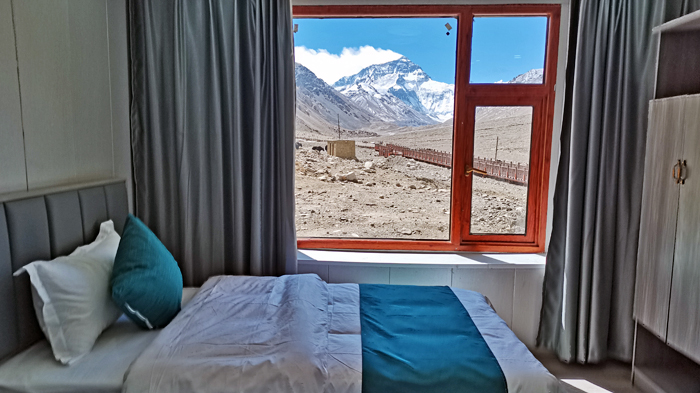 Mount Everest view rooms at Rongbuk Hotel