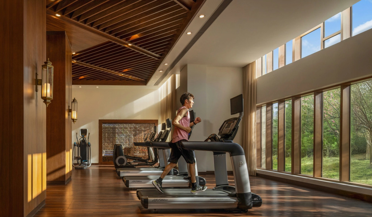 Well-equipped fitness center and workout area in Shangri-La Lhasa Hotel