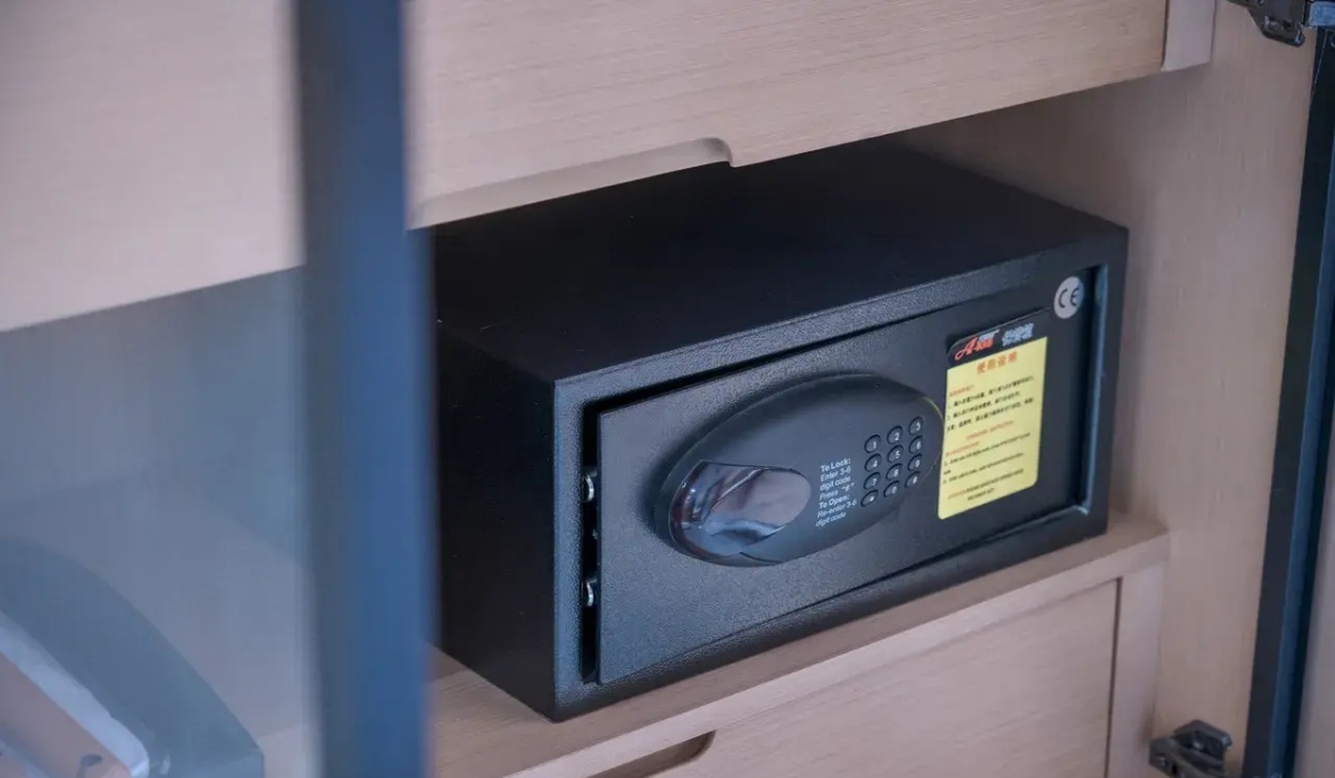 Digital electronic safe box inside room wardrobe