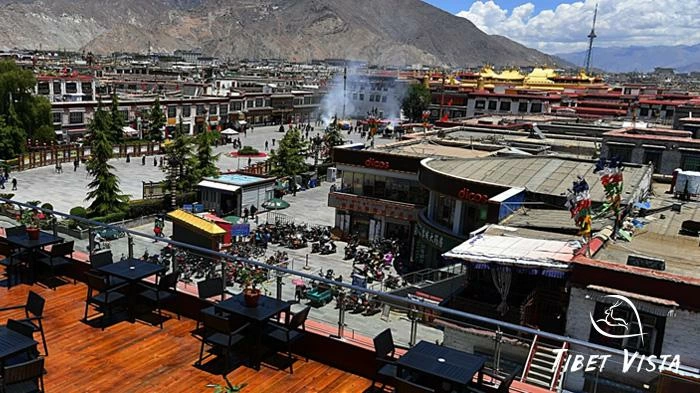 Jokhang Temple on view platform of Thangka hotel