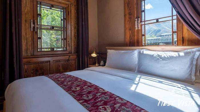Tibetan style guest room at Songtsam Linka Hotel