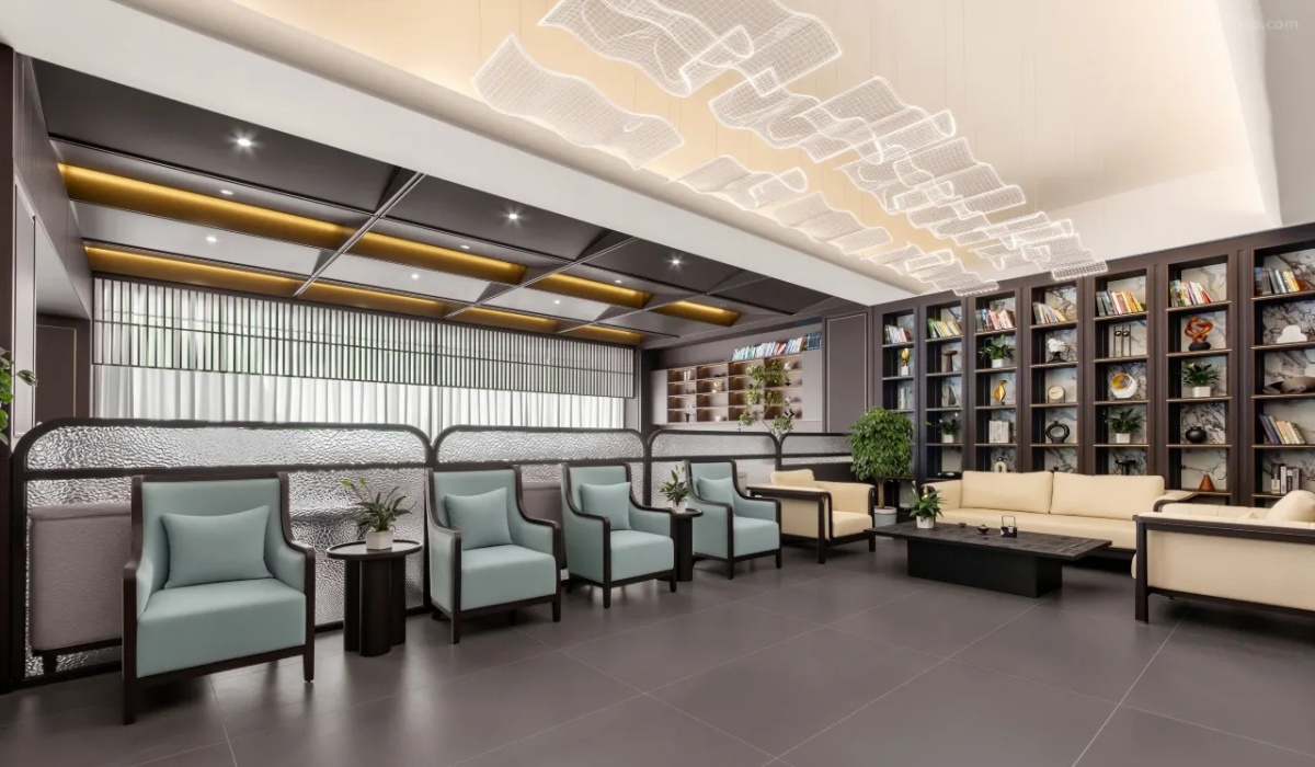 Comfortable sofas in lobby lounge at Sheli Hotel
