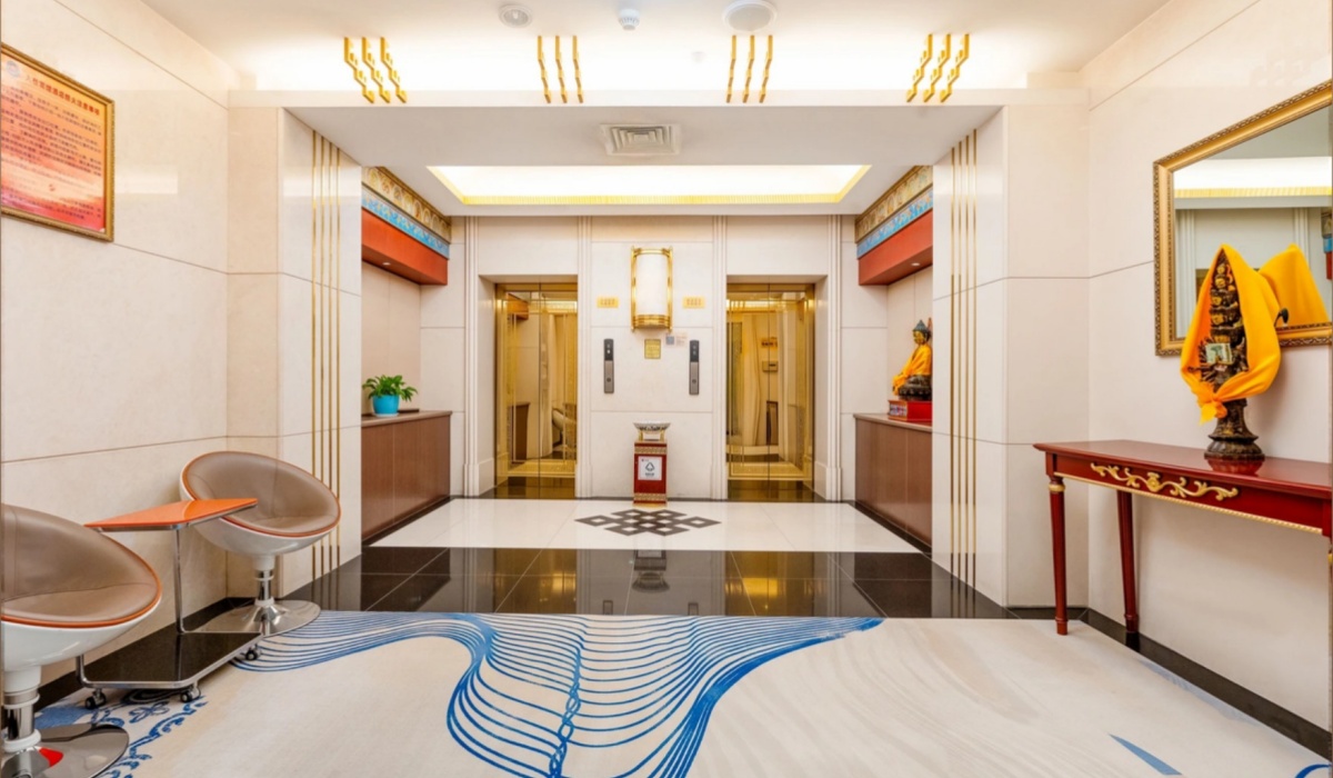 Hotel lobby and elevators of Lhasa Xinding Hotel