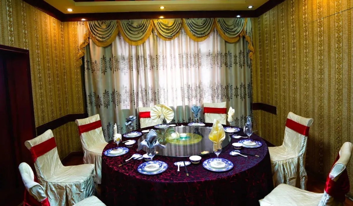 Private dining room with round table at hotel restaurant