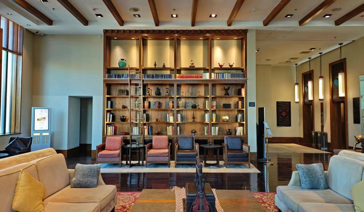The luxury reception and front desk area at St. Regis Lhasa Resort
