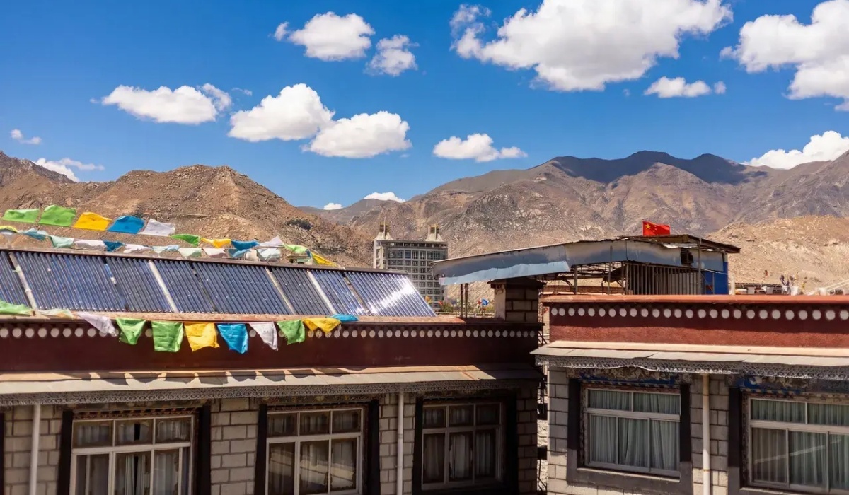 Rooftop view from Lhasa Yak Hotel overlooking old Lhasa
