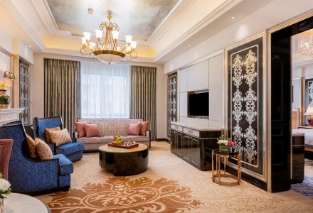 Spacious suite living room at InterContinental Lhasa Paradise in Tibet