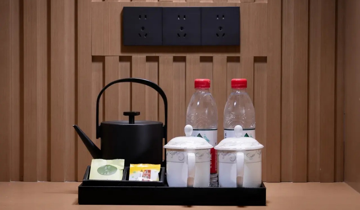 In-room complimentary tea set and electric kettle