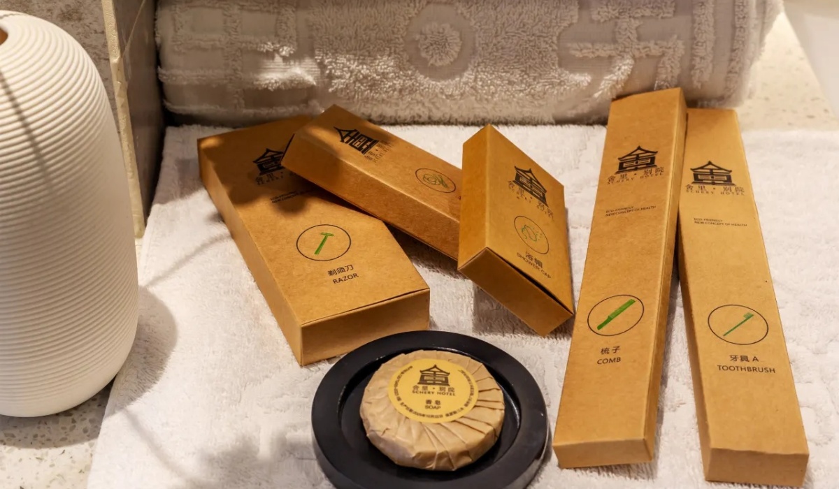 Eco-friendly packaged hotel bathroom toiletries