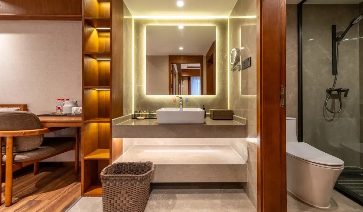 Vanity bathroom area at Lhasa Yak Hotel