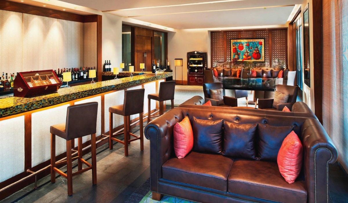 Sophisticated wine bar and lounge at St. Regis Lhasa Resort