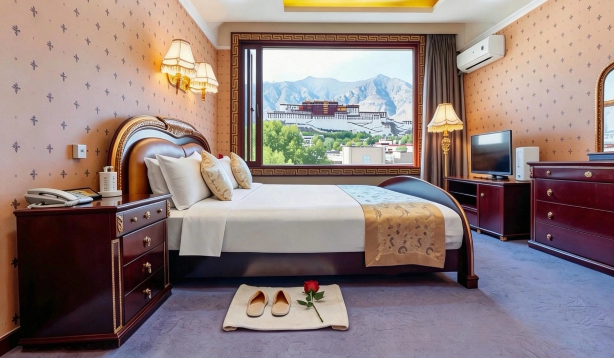 Guest room with Potala Palace view at Lhasa Xinding Hotel