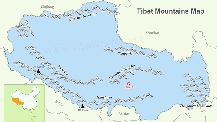 kunlun shan mountains map Tibet Mountains Tibet Mountain Ranges kunlun shan mountains map