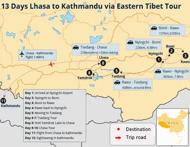 13 Days Lhasa to Kathmandu via Eastern Tibet Tour