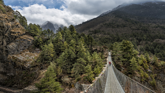 Trek across the suspension bridge