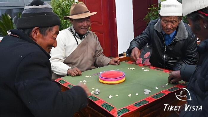 Local Tibetan men enjoying a game of Sho