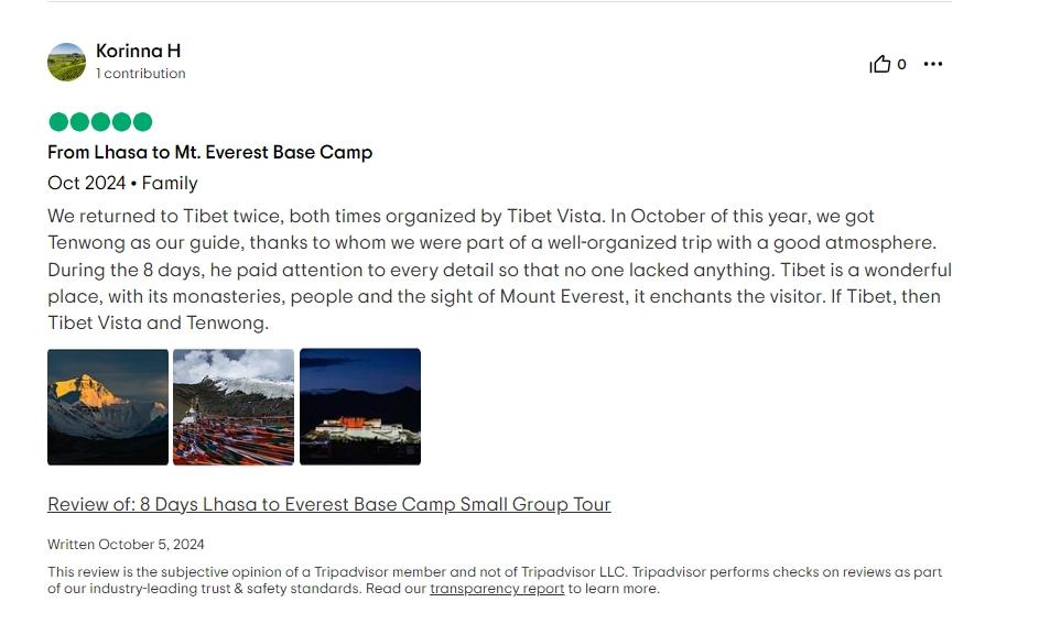 Tripadvisor review about Tenwang'guide service