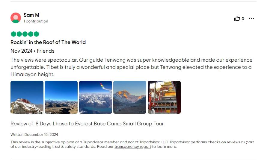 Tripadvisor review about Tenwang'guide service