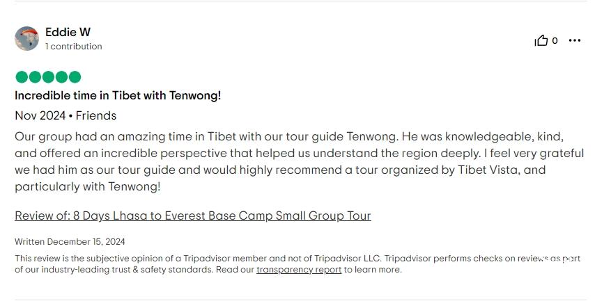 Tripadvisor review about Tenwang'guide service