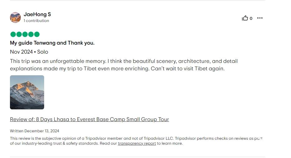 Tripadvisor review about Tenwang'guide service