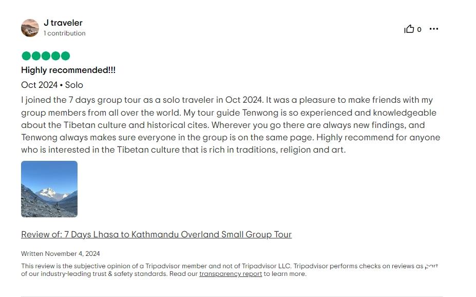 Tripadvisor review about Tenwang'guide service