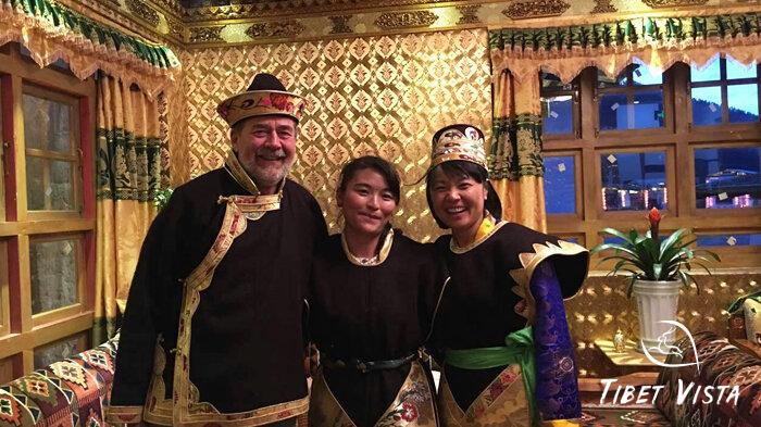 Our guests dressed in traditional Tibetan Gongbu costumes