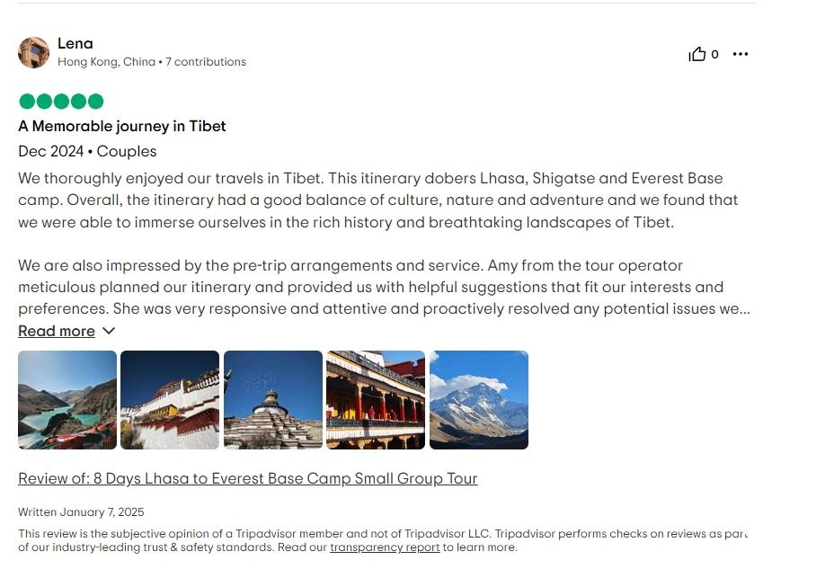 Tripadvisor review about Lhadup guide service
