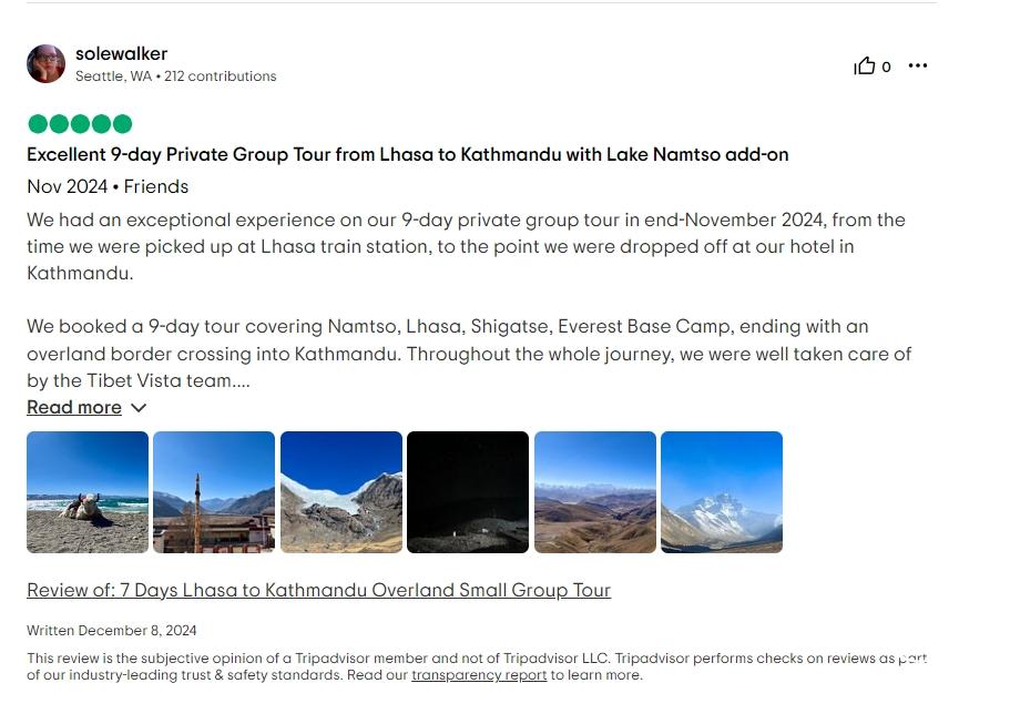 Tripadvisor review about Lhadup guide service