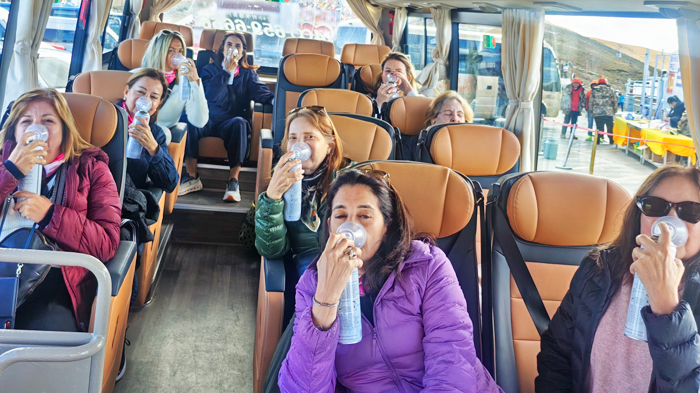 Portable oxygen supplies on Tibet Vista travel buses