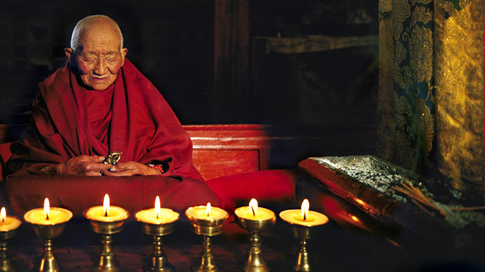 A nun is meditating.