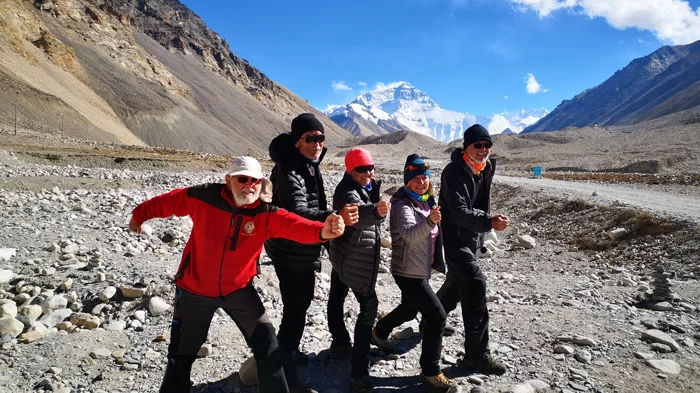 Elderly Tibet gourp tour visit Everest Base Camp