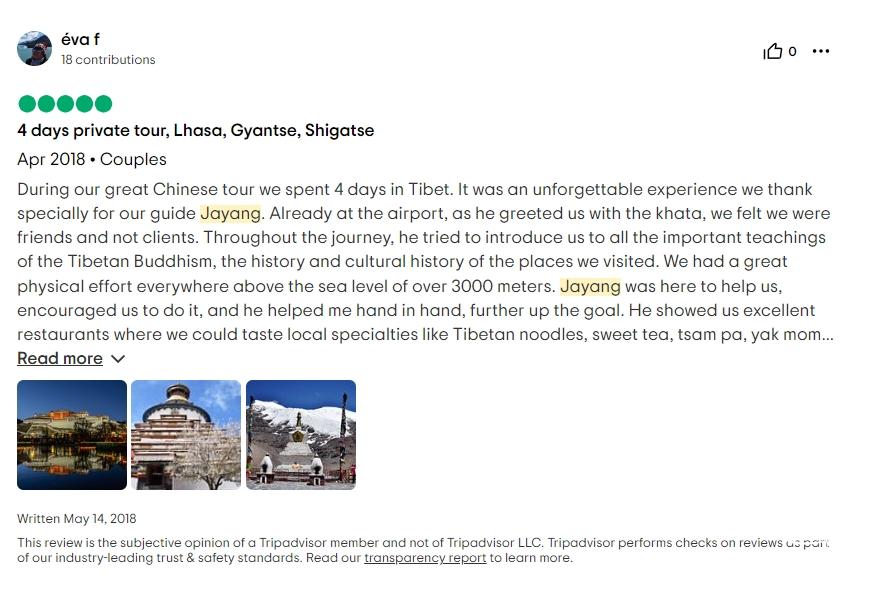 Tripadvisor review about James guide service