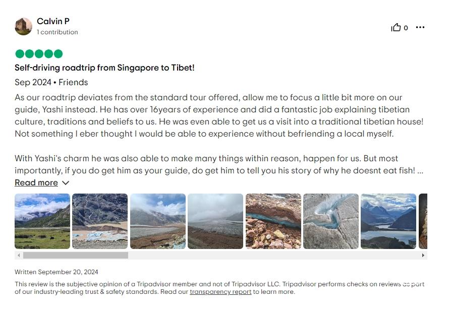 Tripadvisor review about Yeshi guide service