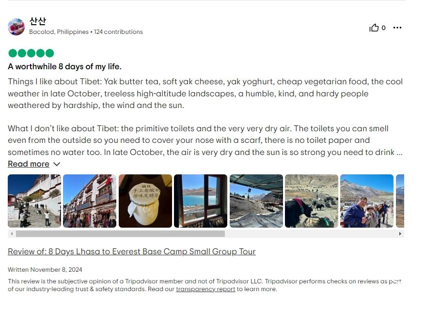 Tripadvisor review about Yeshi guide service