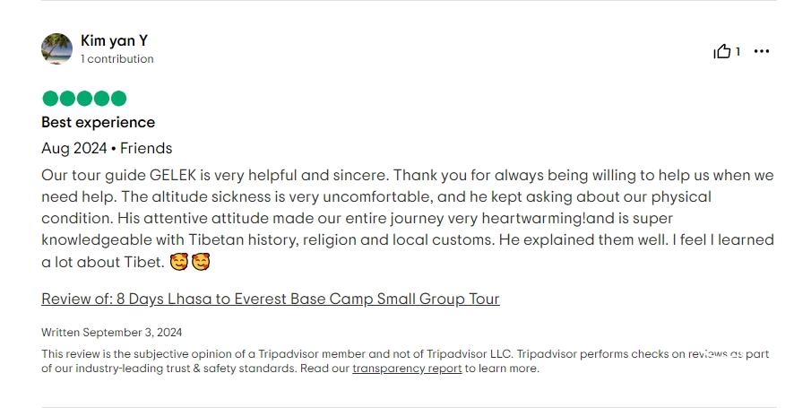 Tripadvisor review about Gelek'guide service