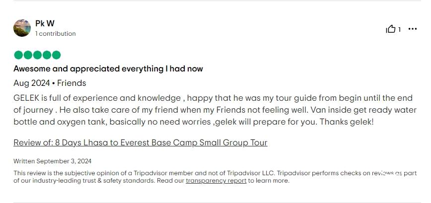 Tripadvisor review about Gelek'guide service