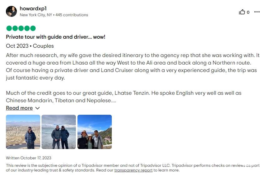 review Lhasa Tenzin guide service