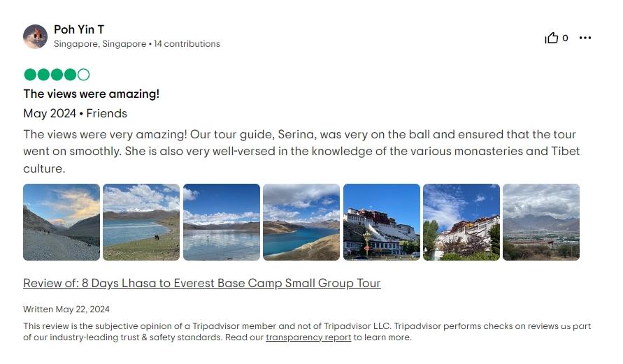 Tripadvisor review about Tserina guide service