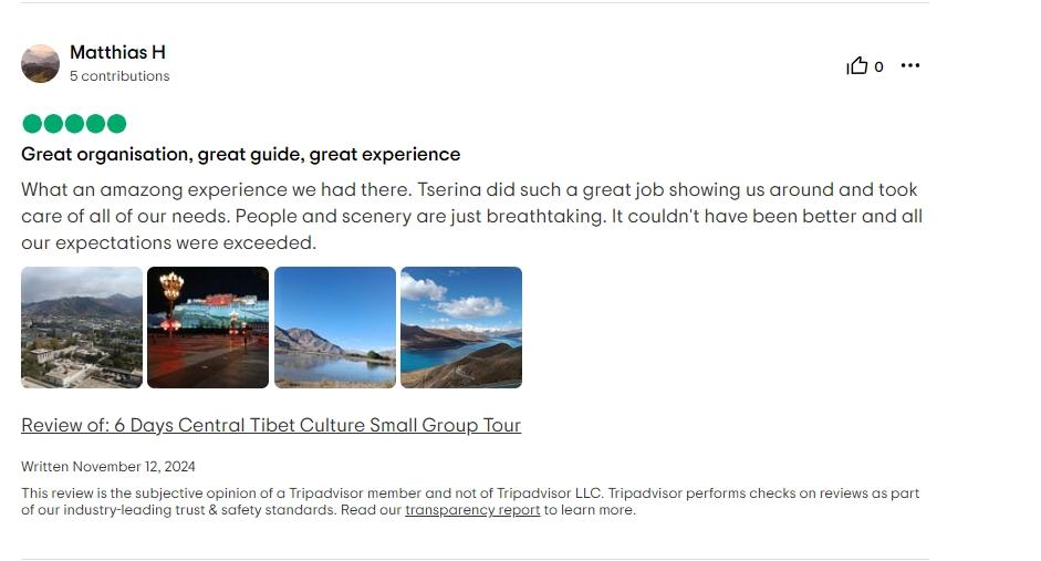 Tripadvisor review about Tserina guide service