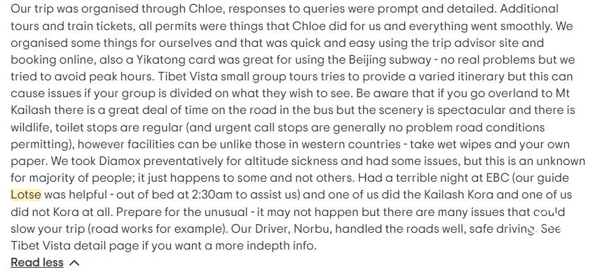 Tripadvisor review about Lotse guide service