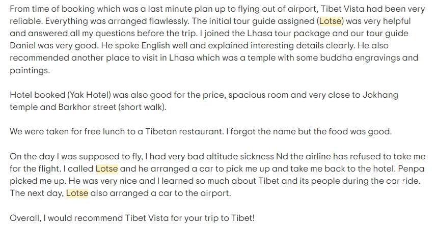 Tripadvisor review about Lotse guide service