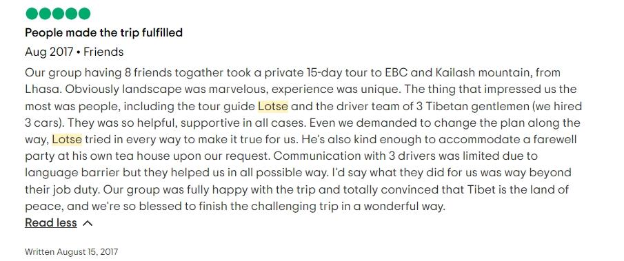 Tripadvisor review about Lotse guide service