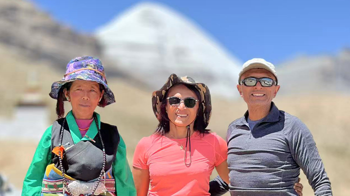 with a Tibetan pilgrims for the Mt. Kailash pilgrimage