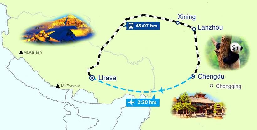 Chengdu and Tibet Tour Map