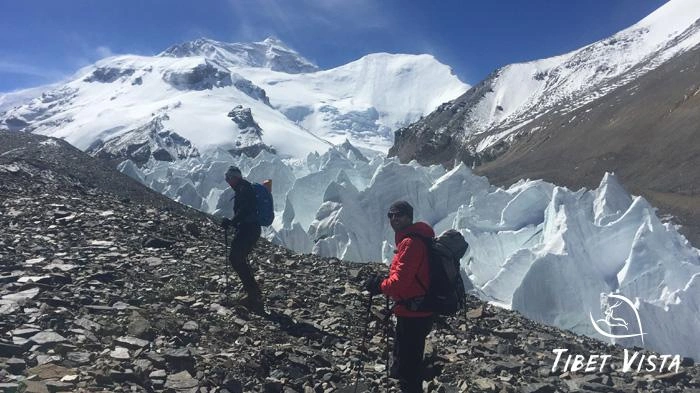 Tourists are climbing Mount Everest