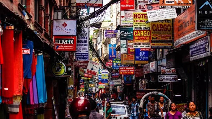  A number of shops in Thamel in Kathmandu 