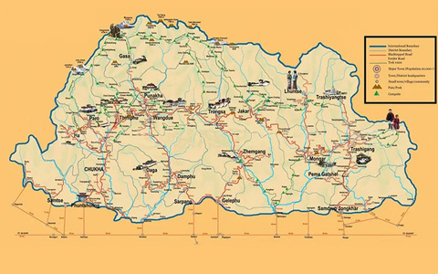 Bhutan Travel Map 
