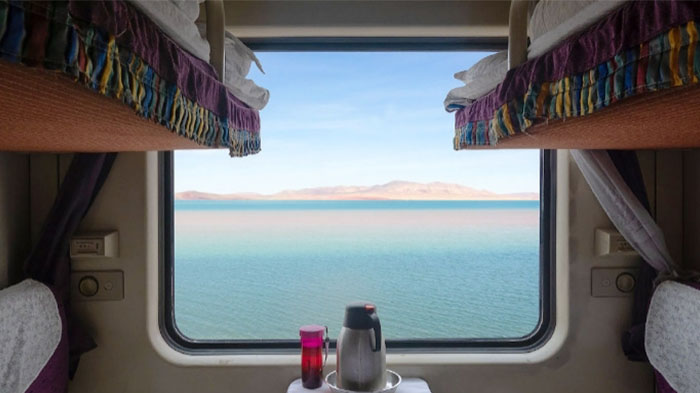Beautiful view outside the window of Tibet train