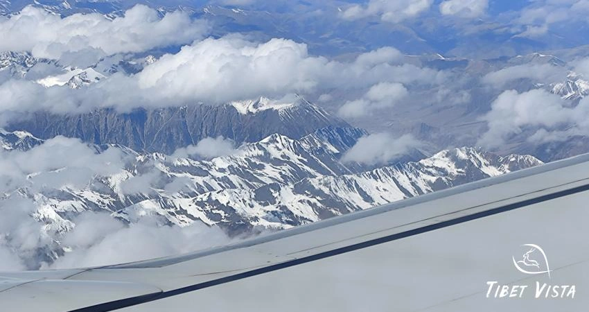 Visit Tibet snow-capped mountains in flight