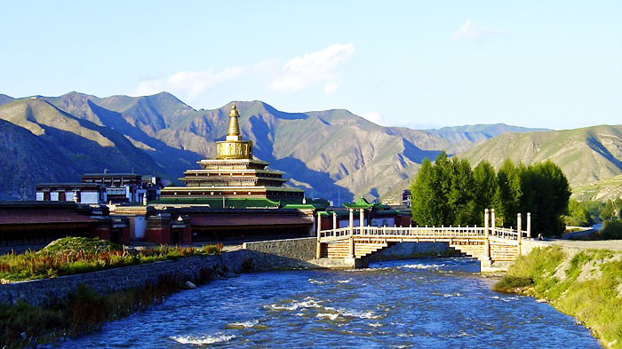 The Golden Stupa at Labrang Monastery during the summer time